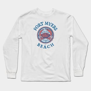 Fort Myers Beach, Florida, with Stone Crab on Wind Rose Long Sleeve T-Shirt